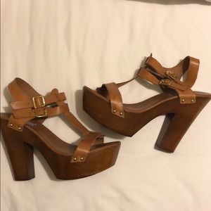 Steve Madden brown wooden heels
